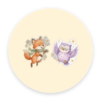Willow the fox and Nook the owl celebrating