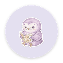 Nook the owl reading a book