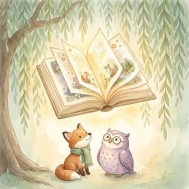 A book materializing with Willow the fox and Nook the owl watching in delight